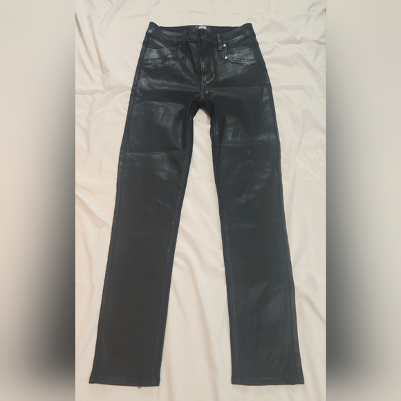 PAIGE GEMMA LEATHER-LIKE SKINNY LEG HIGH RISE JEANS 27 $229 - Picture 6 of 15